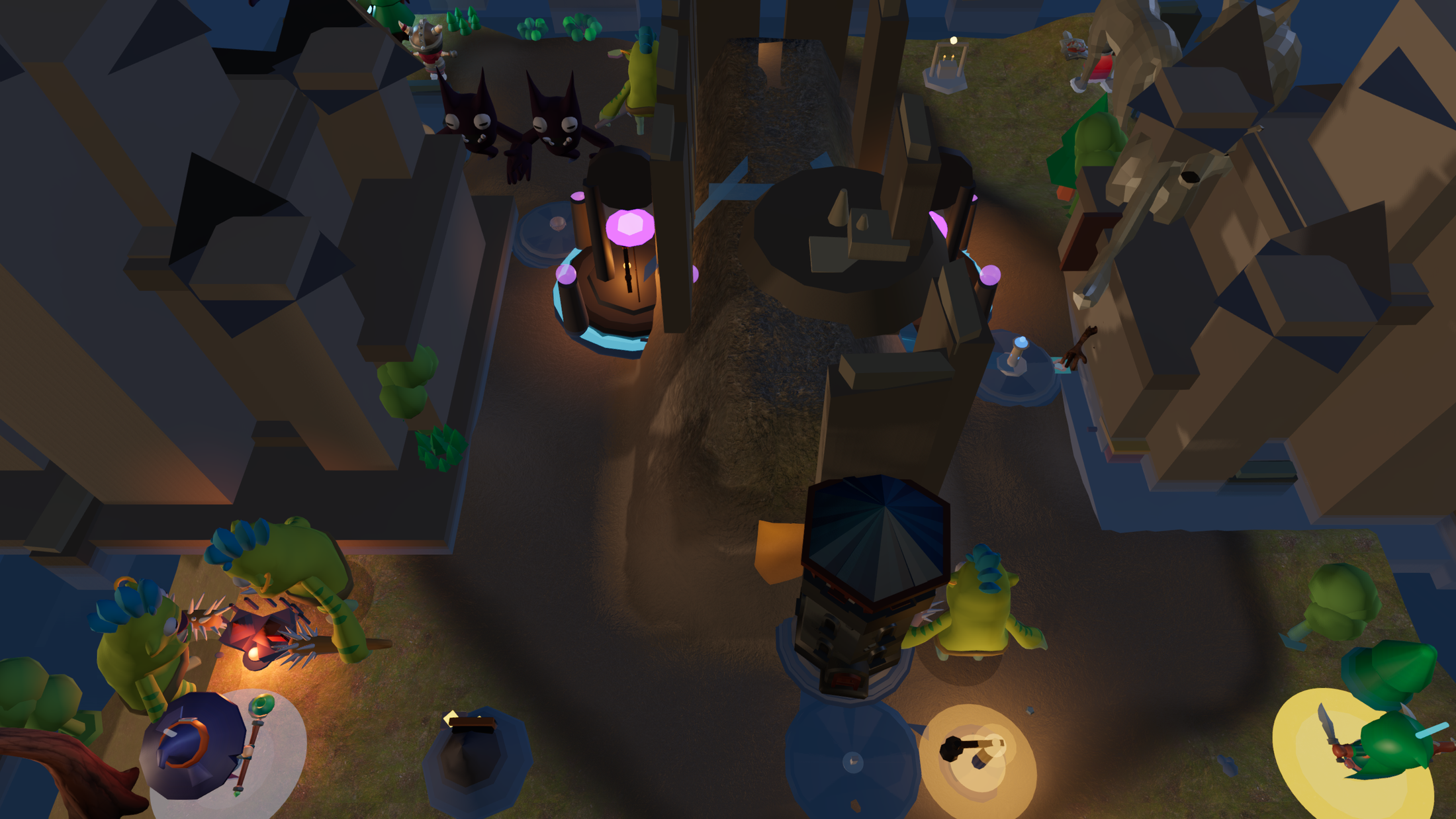 In-game contested crossing with castles, roads, heroes, and central pressure points.