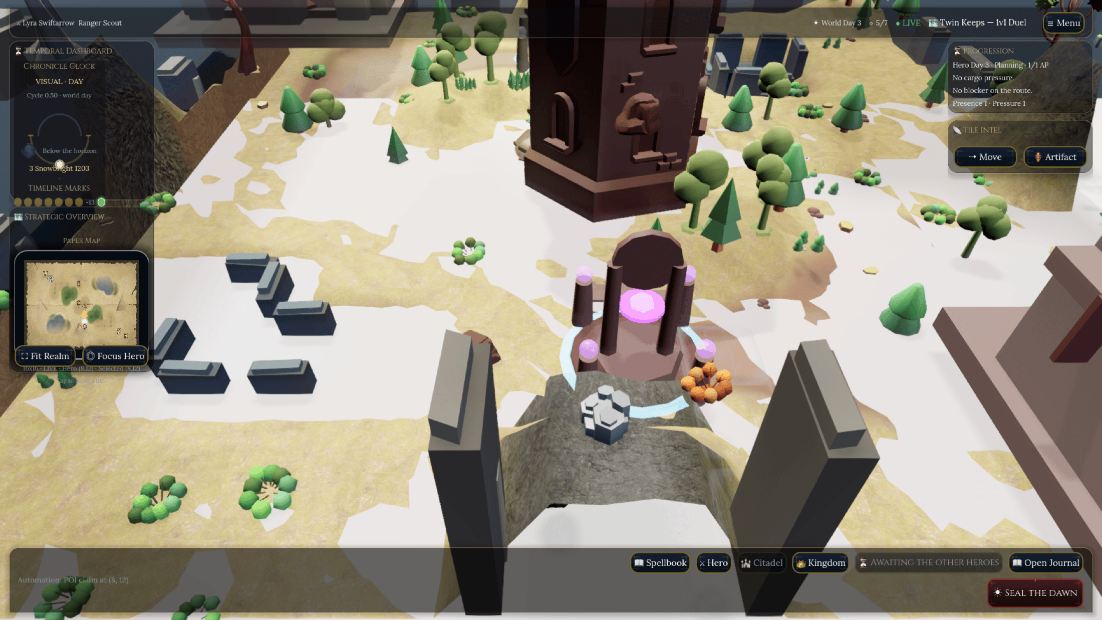 Adventure map showing a claim or contested route moment.
